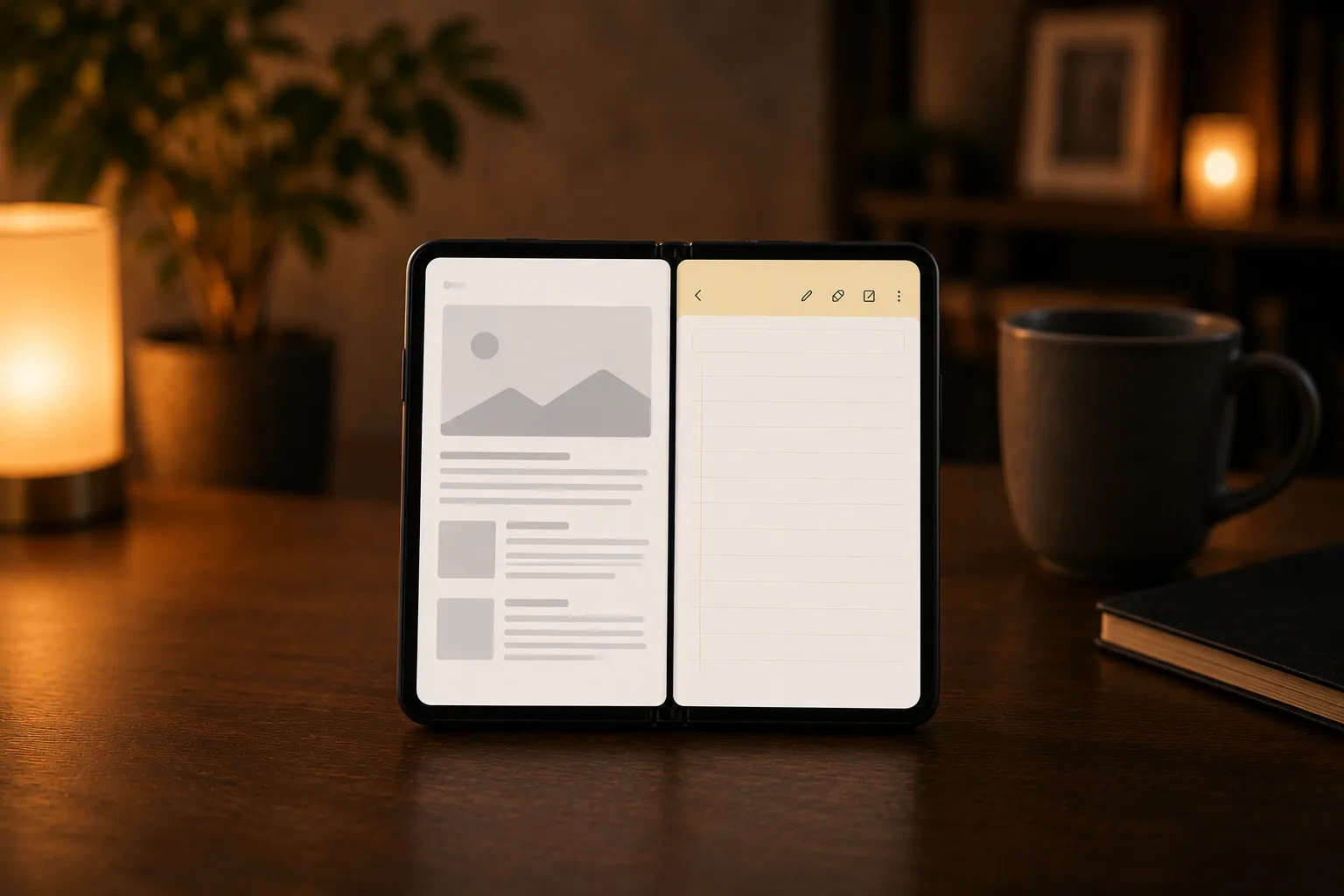 展開した画面が左右に分割されWebとメモを同時に表示している様子